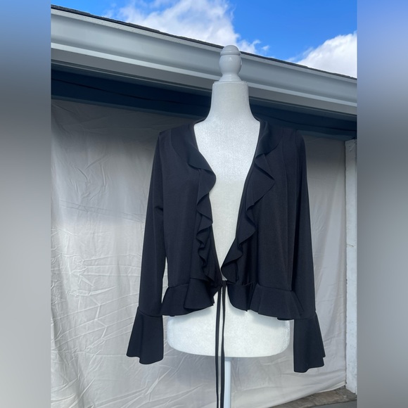 SHEIN curve black cropped cardigan size 0x - Picture 4 of 5